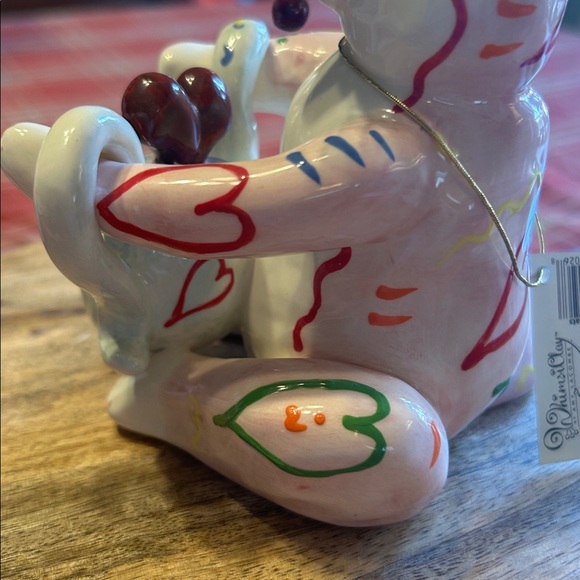 WhimsiClay by Amy Lacombe 2003 Miss Vivian Cat Figurine NWT Valentineβs Day Tea - Picture 16 of 16